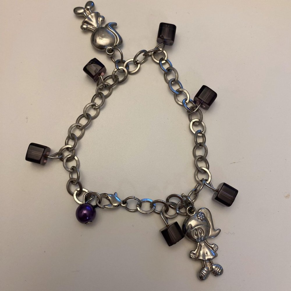 Bracelet with Purple and Silver Charms